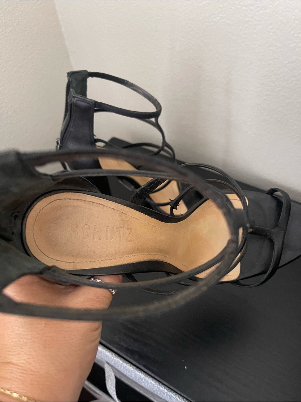 SCHUTZ Black Strappy High Heel Sandals - Picture 5 of 8